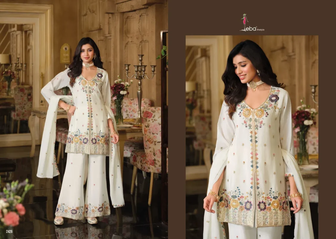 Beautiful Eba Sanvi Black And White Chinon With Beats Work Top Plazzo And Dupatta Wholesale 2026 3 Beautiful Eba Sanvi Black And White Chinon With Beats Work Top Plazzo And Dupatta Wholesale 2026