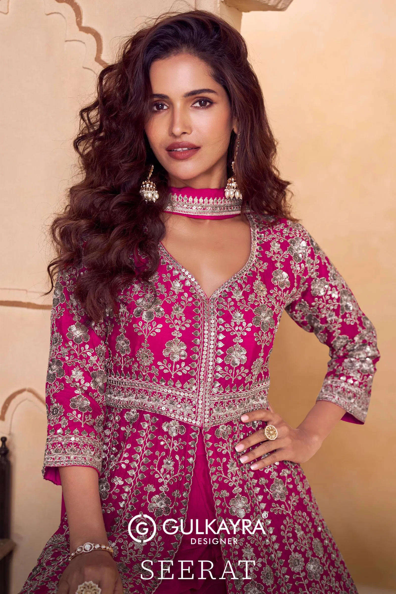 Gulkayra Seerat Chinon With Embroidery Work Top Plazzo And Dupatta Wholesale