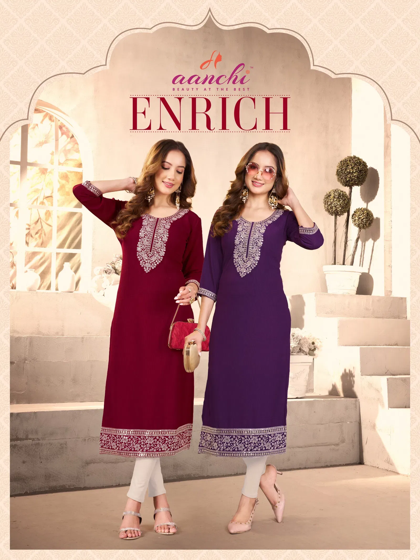 Aanchi Enrich Fancy Embroidered Straight Cut Kurti Collection Wholesale