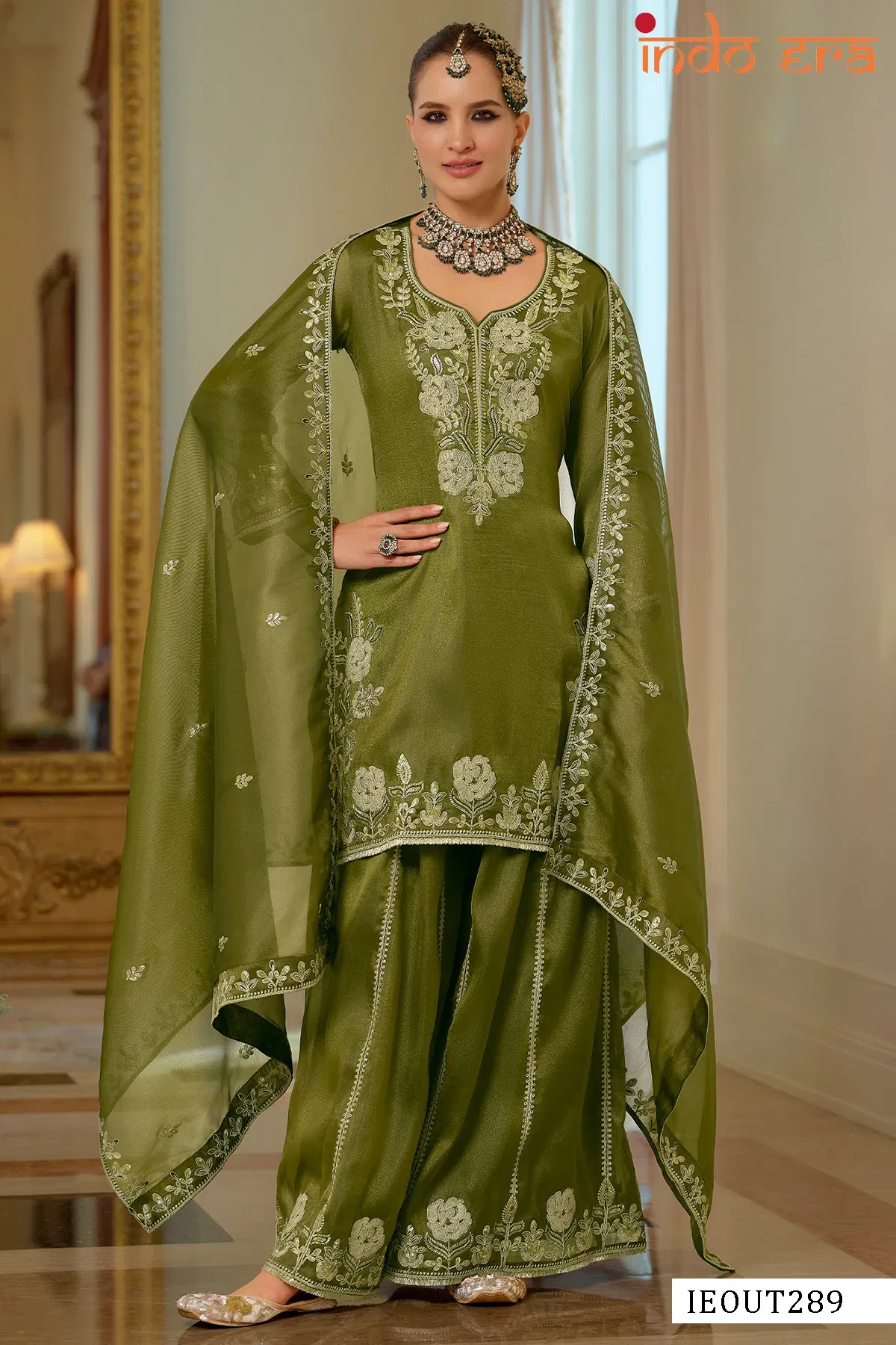 Indo Era 2607 Silk Blend Embroidered Thread Worked Designer Salwar Kameez Wholesale