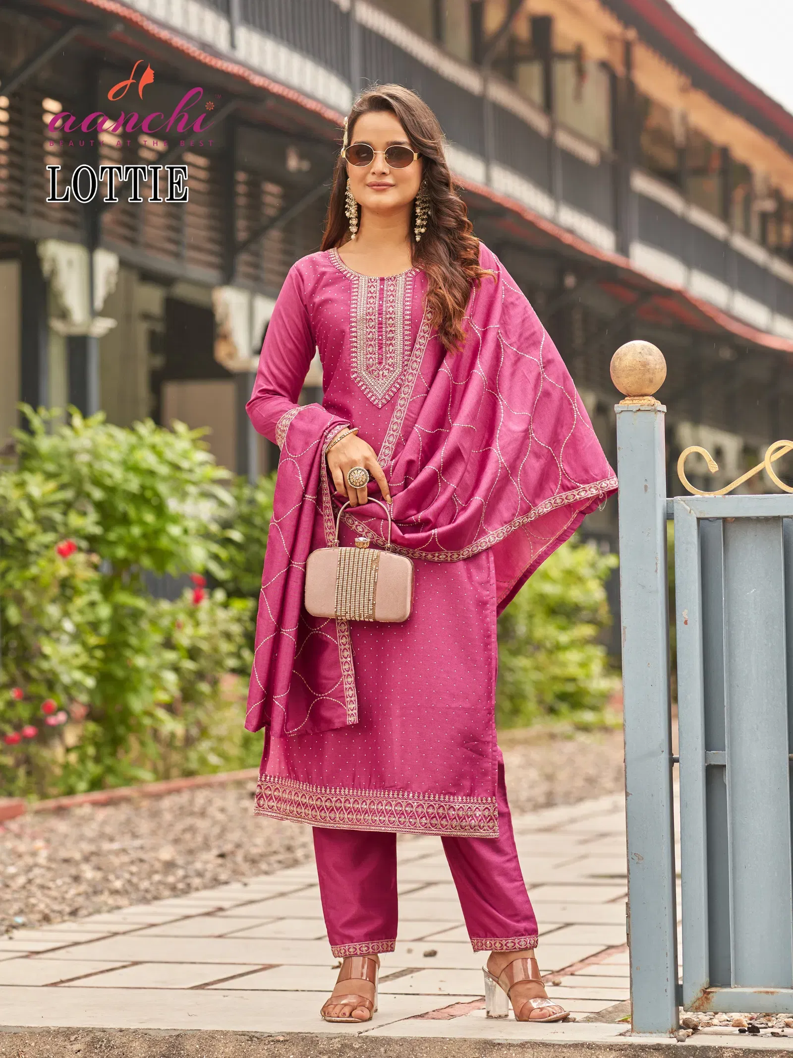 Aanchi Lottie Vichitra Silk Neck Embroidered Kurti Pant With Dupatta Wholesale 6 Beautiful Aanchi Lottie Vichitra Silk Neck Embroidered Kurti Pant With Dupatta Wholesale 2026