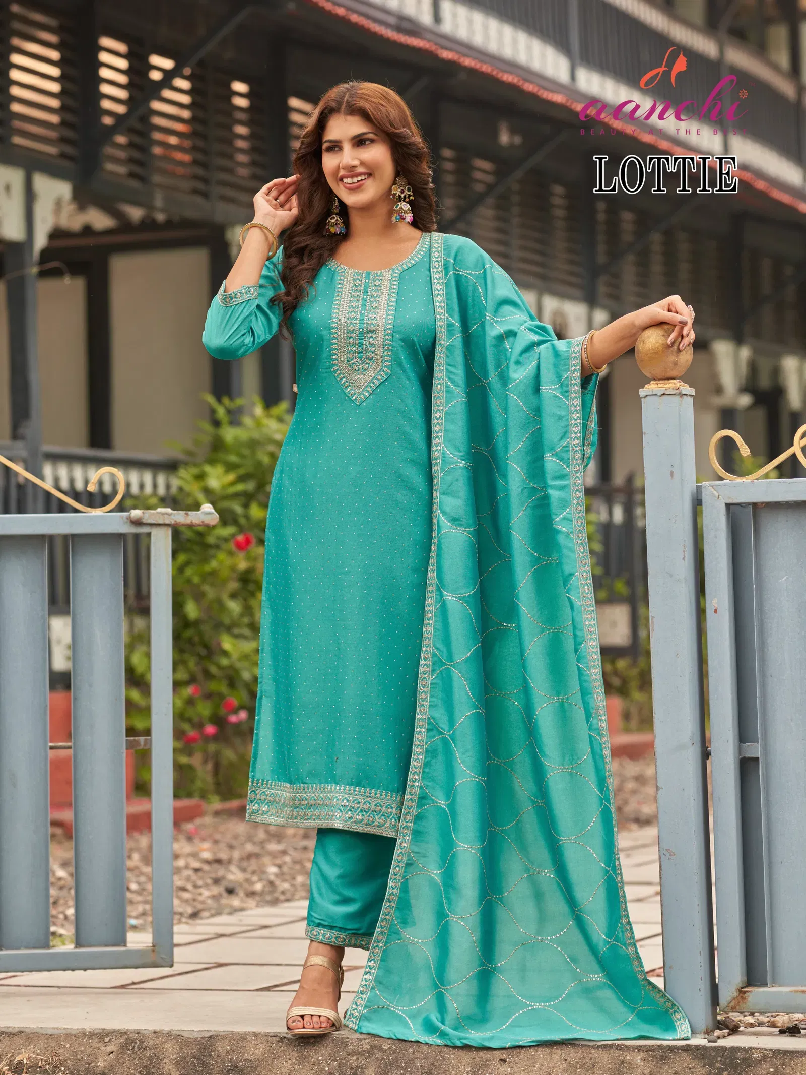 Aanchi Lottie Vichitra Silk Neck Embroidered Kurti Pant With Dupatta Wholesale 8 Beautiful Aanchi Lottie Vichitra Silk Neck Embroidered Kurti Pant With Dupatta Wholesale 2026