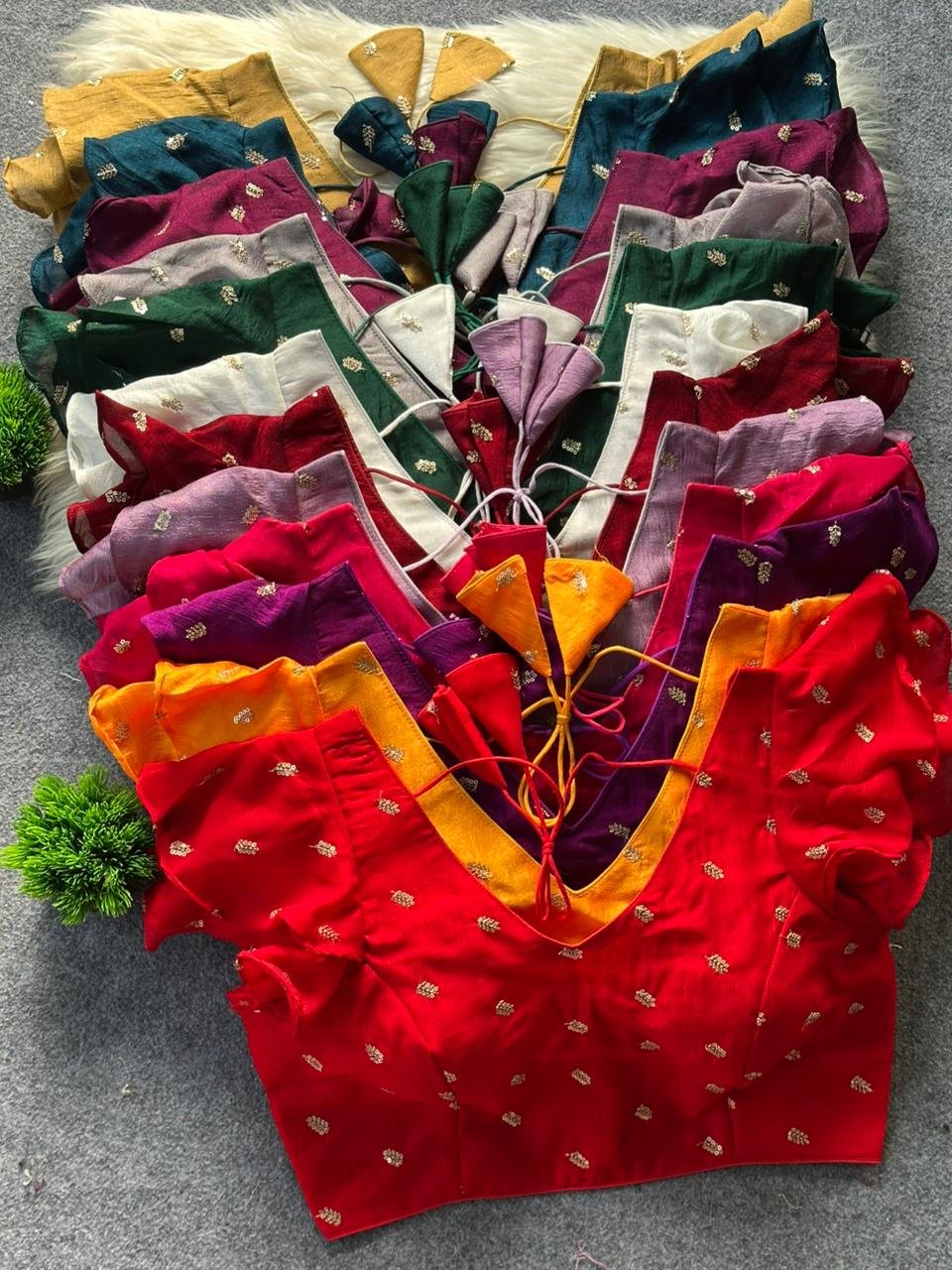 Pih Vichitra Silk Frill With Gold Butti Work Blouse Collection Wholesale 10 Stylish Pih Vichitra Silk Frill With Gold Butti Work Blouse Collection Wholesale 2026