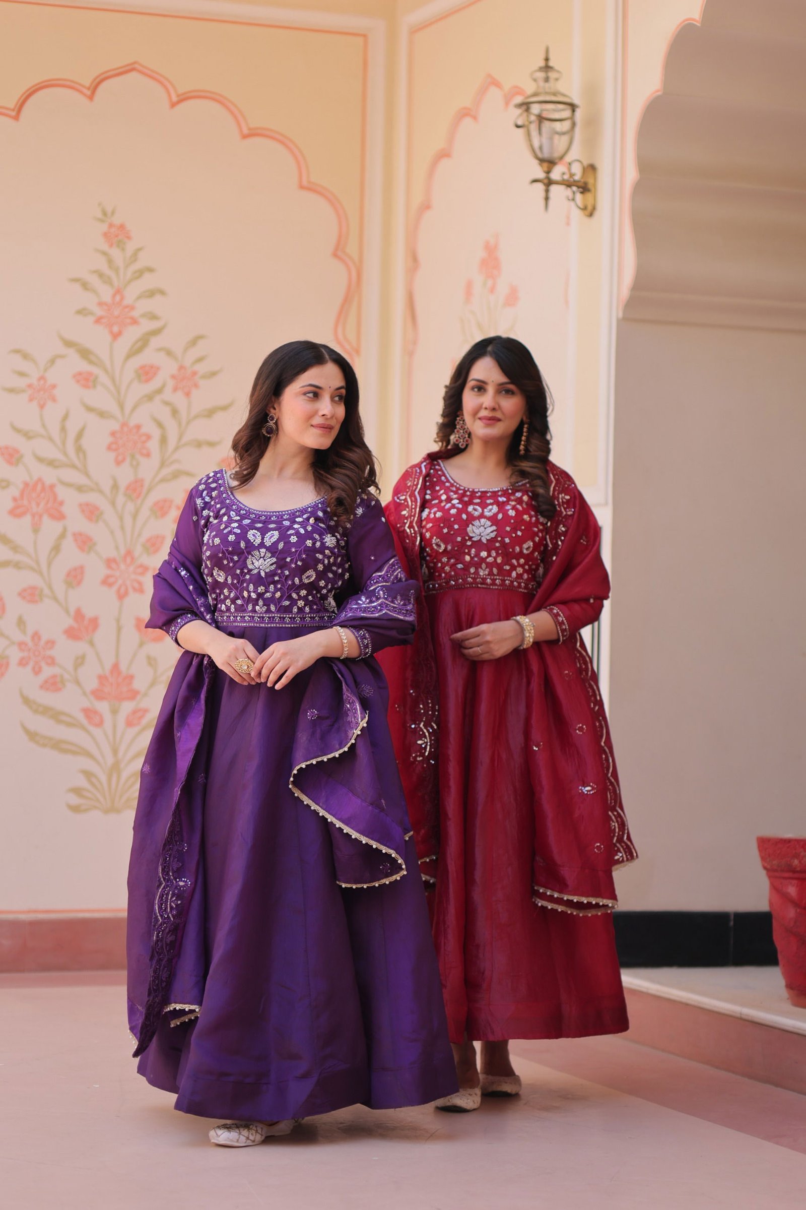 Lekha KA 1230 Gold Crush Beads Embroidery Gown Collection Wholesale