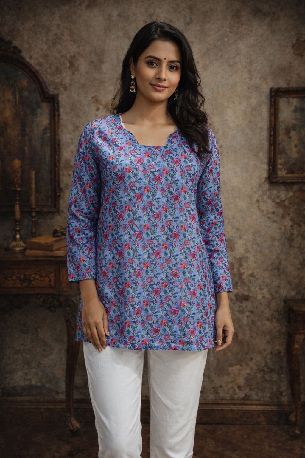 Aawiya RJ 15 Muslin Digital Printed Tunic Style Top Wholesale