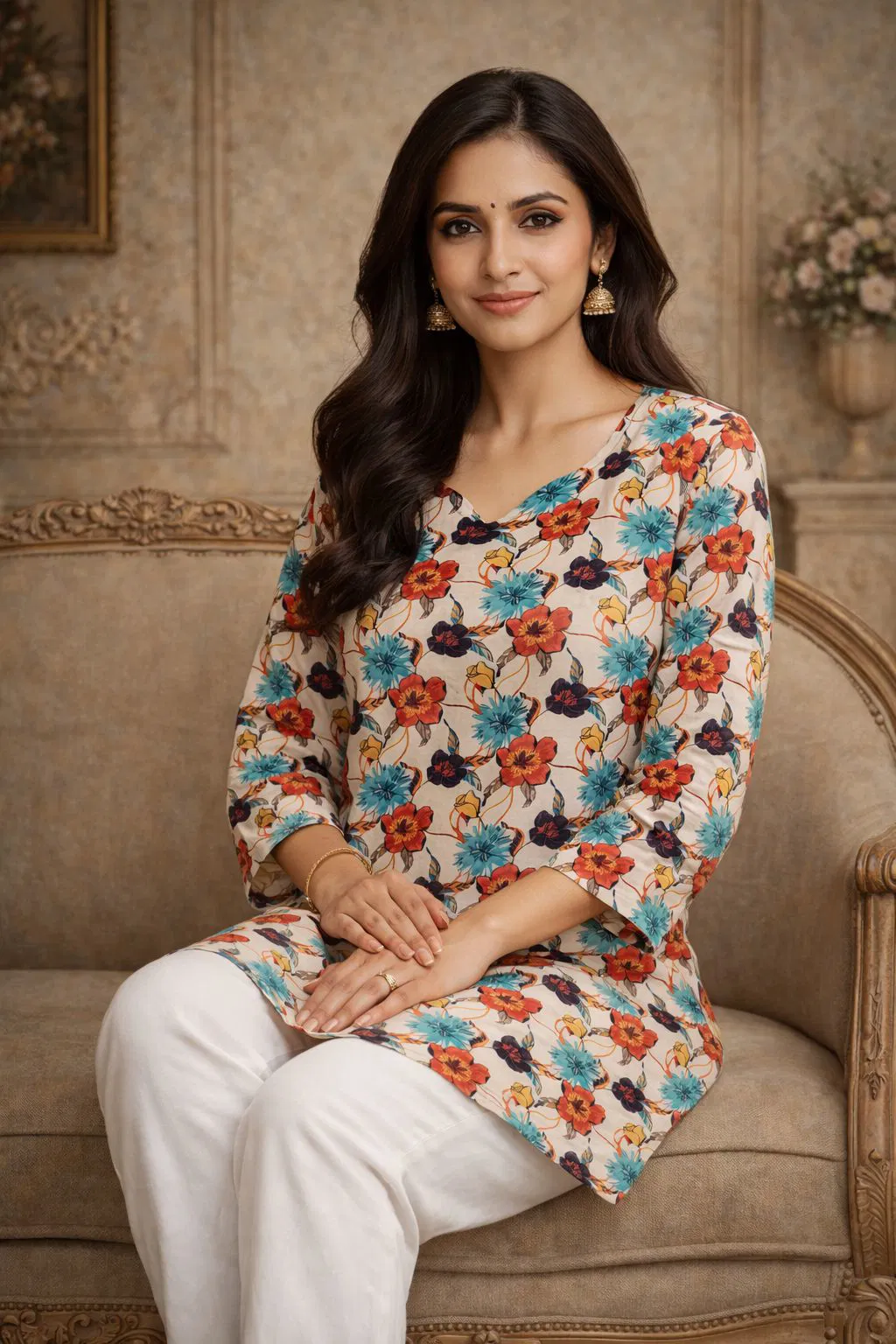 Aawiya RJ 16 Muslin Digital Printed Tunic Style Top Wholesale