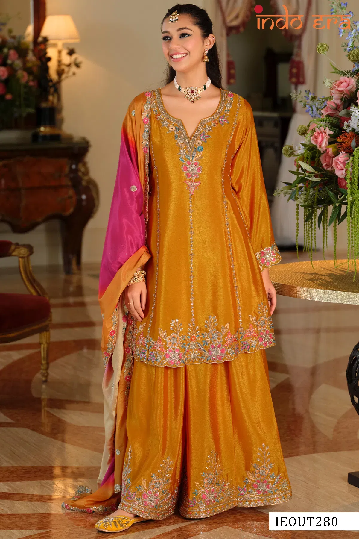 Indo Era 2629 Silk Blend Embroidered Thread Worked Designer Salwar Kameez Wholesale