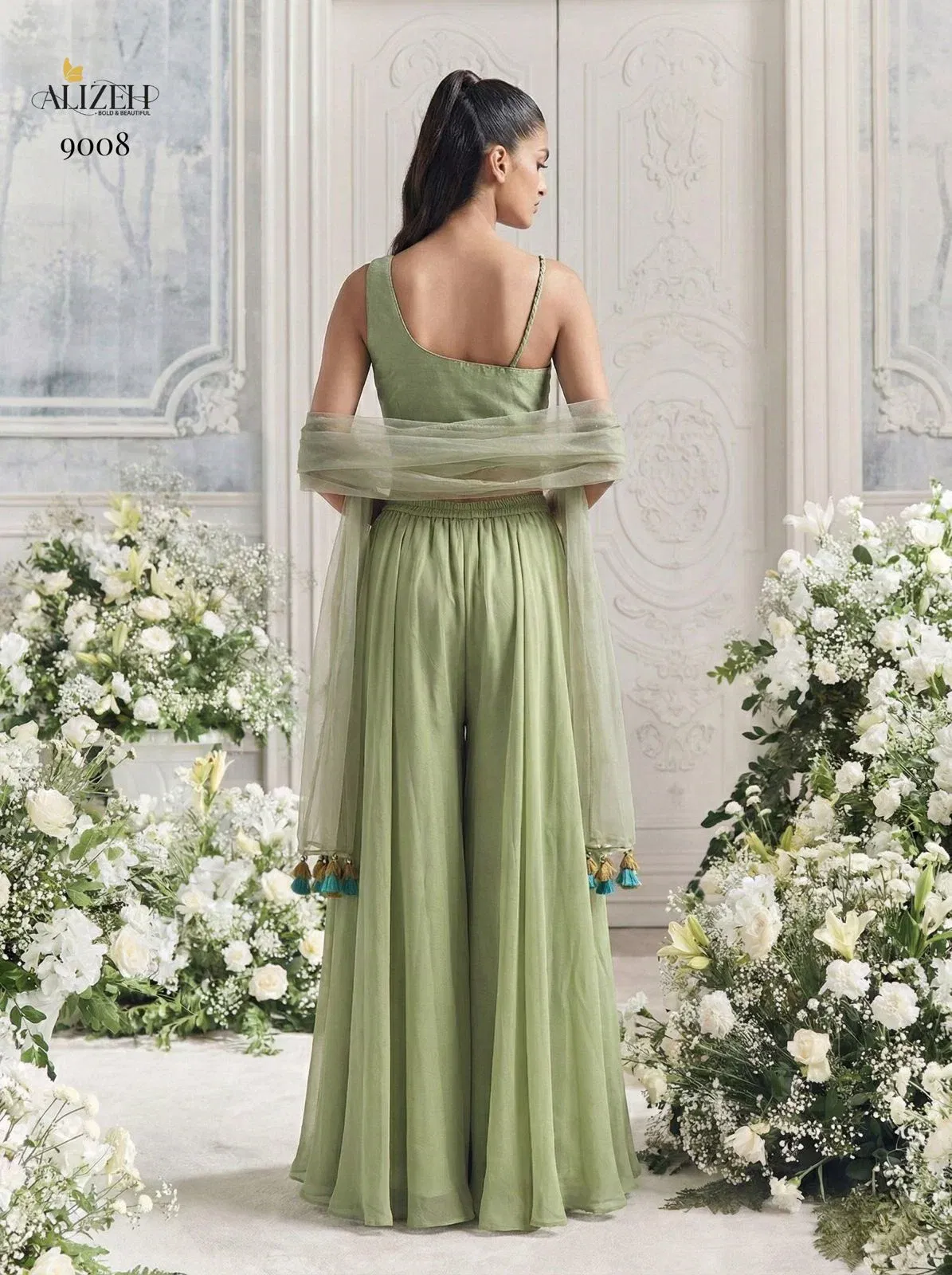 Alizeh 9008 And 9009 Georgette Designer Choli Sharara And Dupatta Collection Wholesale 6 Launching Alizeh 9008 And 9009 Georgette Designer Choli Sharara And Dupatta Collection Wholesale 2026