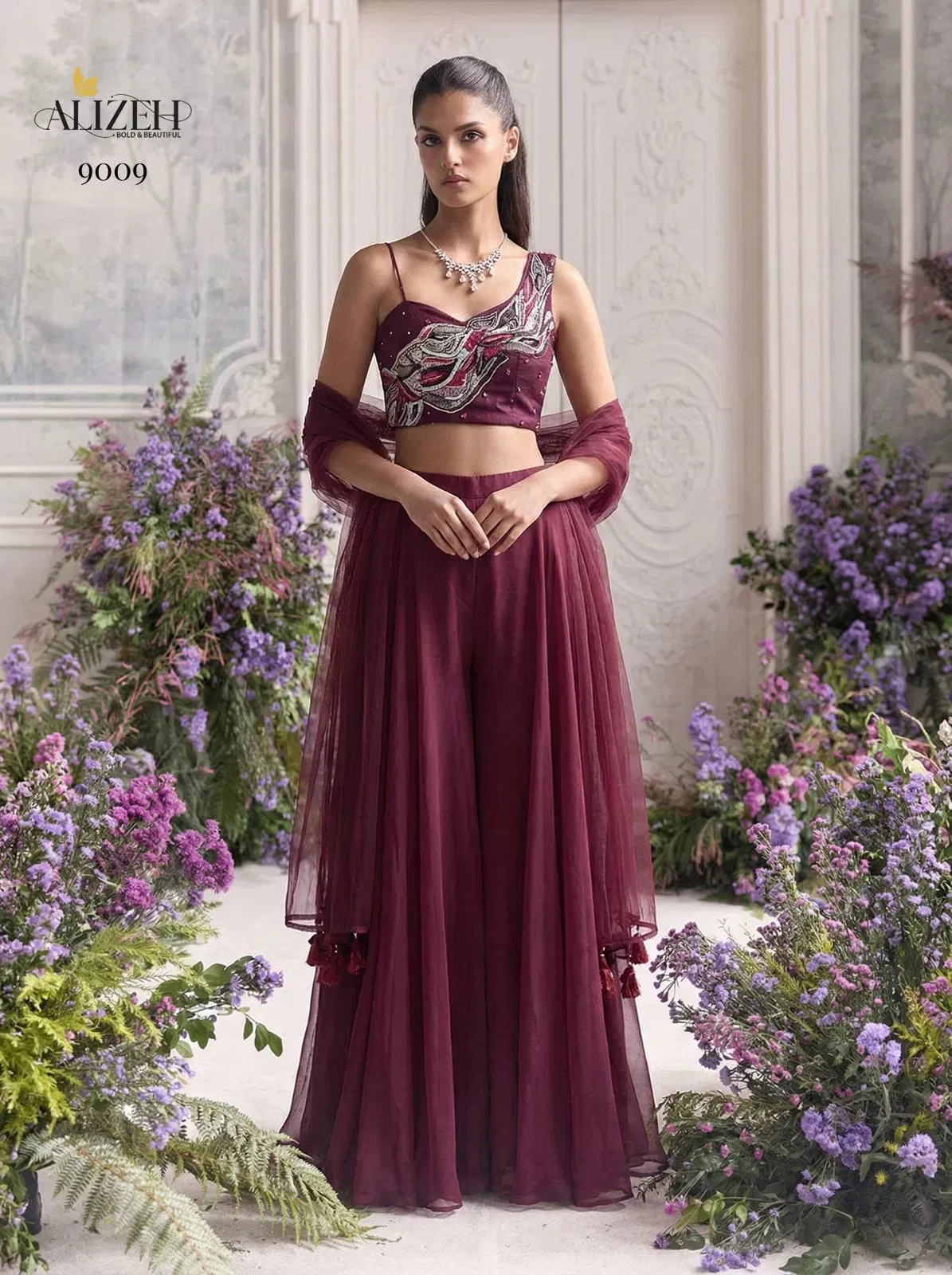 Alizeh 9008 And 9009 Georgette Designer Choli Sharara And Dupatta Collection Wholesale 10 Launching Alizeh 9008 And 9009 Georgette Designer Choli Sharara And Dupatta Collection Wholesale 2026