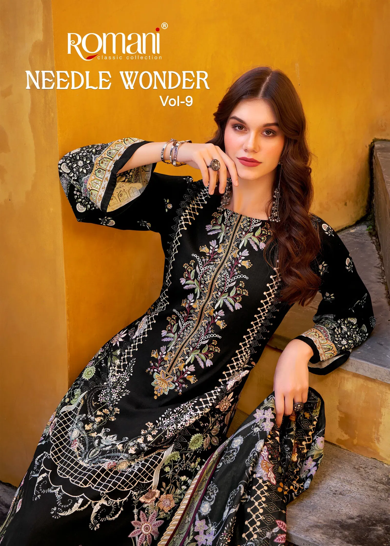 Romani Needle Wonder Vol 9 Cotton Printed Embroidered Dress Material Collection Wholesale