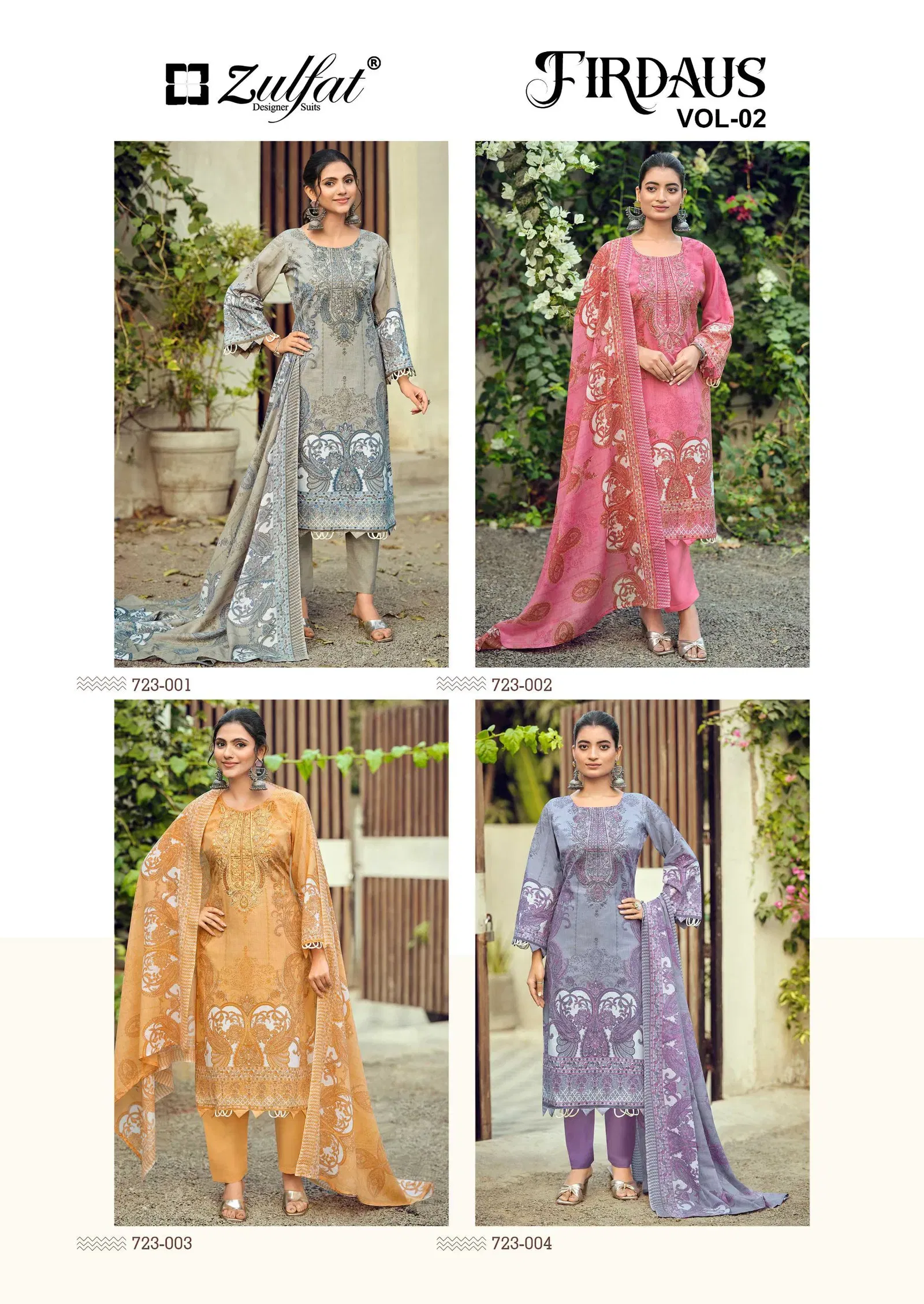 Zulfat Firdaus Vol 02 Cotton Embroidery Worked Dress Material Collection Wholesale 8 Beautiful Zulfat Firdaus Vol 02 Cotton Embroidery Worked Dress Material Collection Wholesale 2026