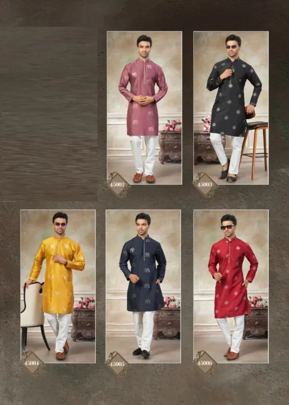 Latest Outluk Wedding 45 Silk Embroidery Worked Kurta And Pajama Collection Wholesale 2026