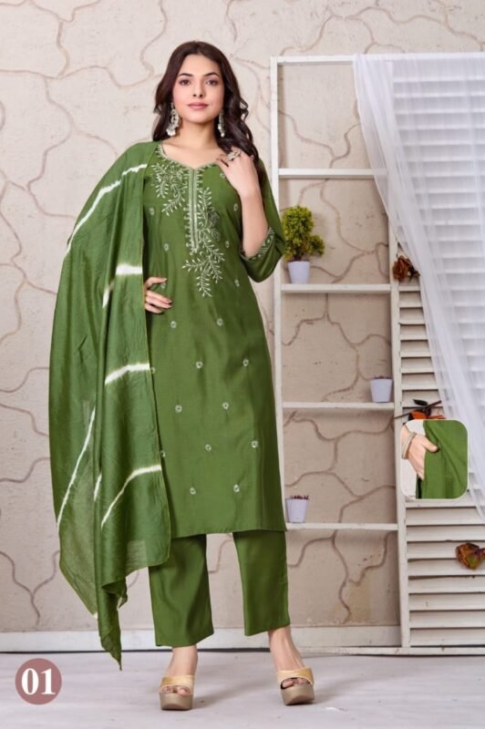 Launching Dnp Ishikha Vatican Silk Kurti With Bottom And Dupatta Wholesale 2026