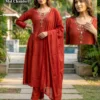 Dnp 7109 Mul Chanderi Kurti WIth Pent And Dupatta Set Wholesale