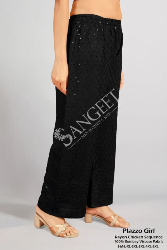 Latest Sangeet Plazzo Girl Rayon Chicken Sequence Plazzo Pant Collection Wholesale 2026