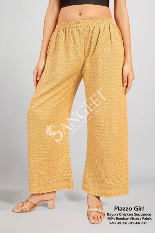 Latest Sangeet Plazzo Girl Rayon Chicken Sequence Plazzo Pant Collection Wholesale 2026