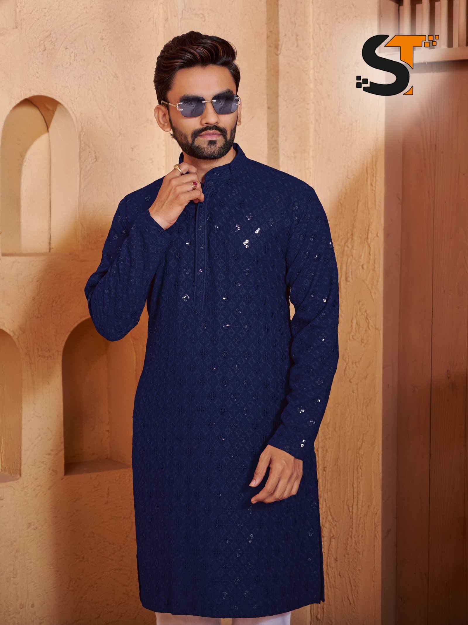 Lekha Sal 9 14kg Rayon Chikankari Work Mens Kurta Pajama Wholesale