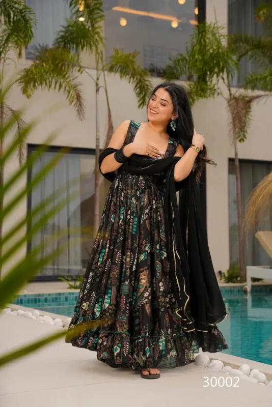 Latest Lucaya Vol 30 Air Tex Chinon With Digital Printed Flared Gown Collection Wholesale 2026