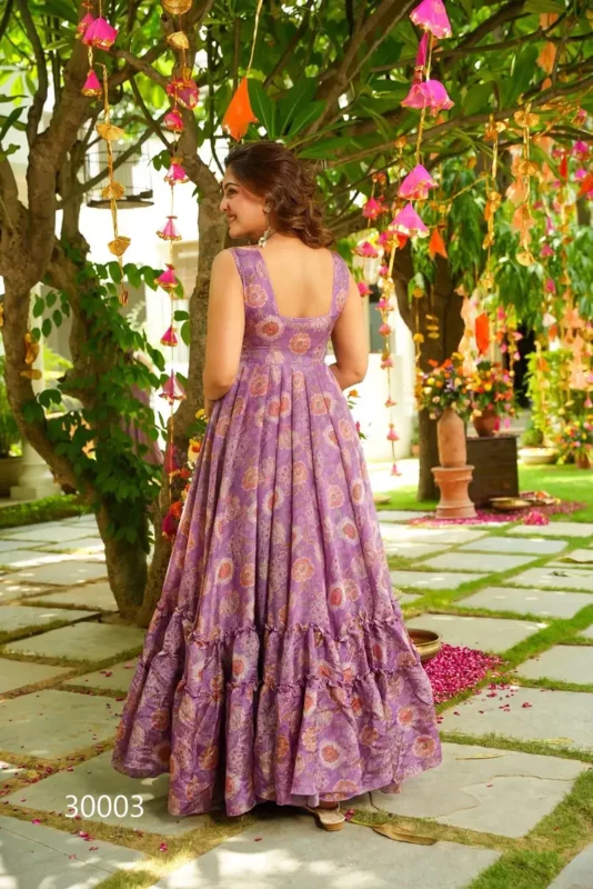 Latest Lucaya Vol 30 Air Tex Chinon With Digital Printed Flared Gown Collection Wholesale 2026