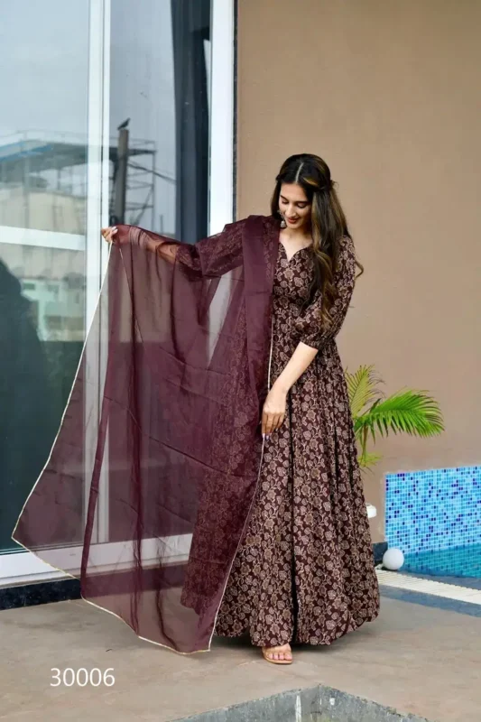 Latest Lucaya Vol 30 Air Tex Chinon With Digital Printed Flared Gown Collection Wholesale 2026
