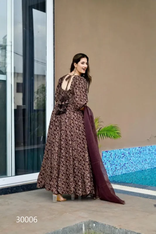 Latest Lucaya Vol 30 Air Tex Chinon With Digital Printed Flared Gown Collection Wholesale 2026