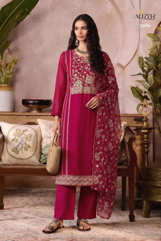 Launching Alizeh 7085 To 7088 Organza Embroidered Salwar Kameez With Dupatta Wholesale 2026 4 Launching Alizeh 7085 To 7088 Organza Embroidered Salwar Kameez With Dupatta Wholesale 2026