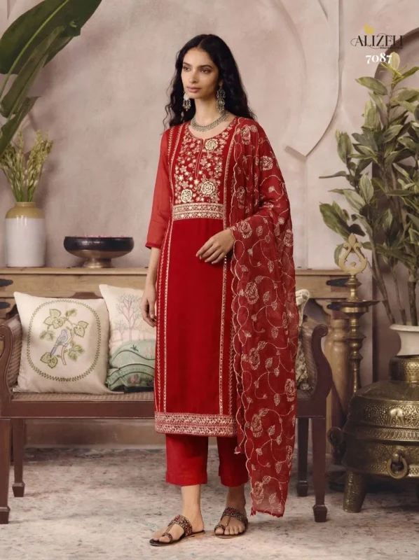 Launching Alizeh 7085 To 7088 Organza Embroidered Salwar Kameez With Dupatta Wholesale 2026 6 Launching Alizeh 7085 To 7088 Organza Embroidered Salwar Kameez With Dupatta Wholesale 2026