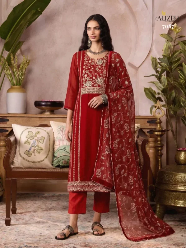 Launching Alizeh 7085 To 7088 Organza Embroidered Salwar Kameez With Dupatta Wholesale 2026 7 Launching Alizeh 7085 To 7088 Organza Embroidered Salwar Kameez With Dupatta Wholesale 2026