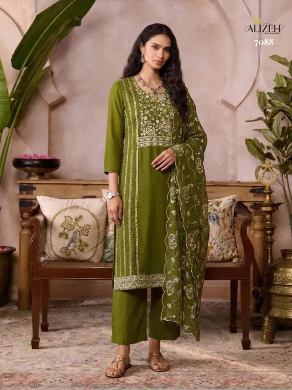 Launching Alizeh 7085 To 7088 Organza Embroidered Salwar Kameez With Dupatta Wholesale 2026 9 Launching Alizeh 7085 To 7088 Organza Embroidered Salwar Kameez With Dupatta Wholesale 2026