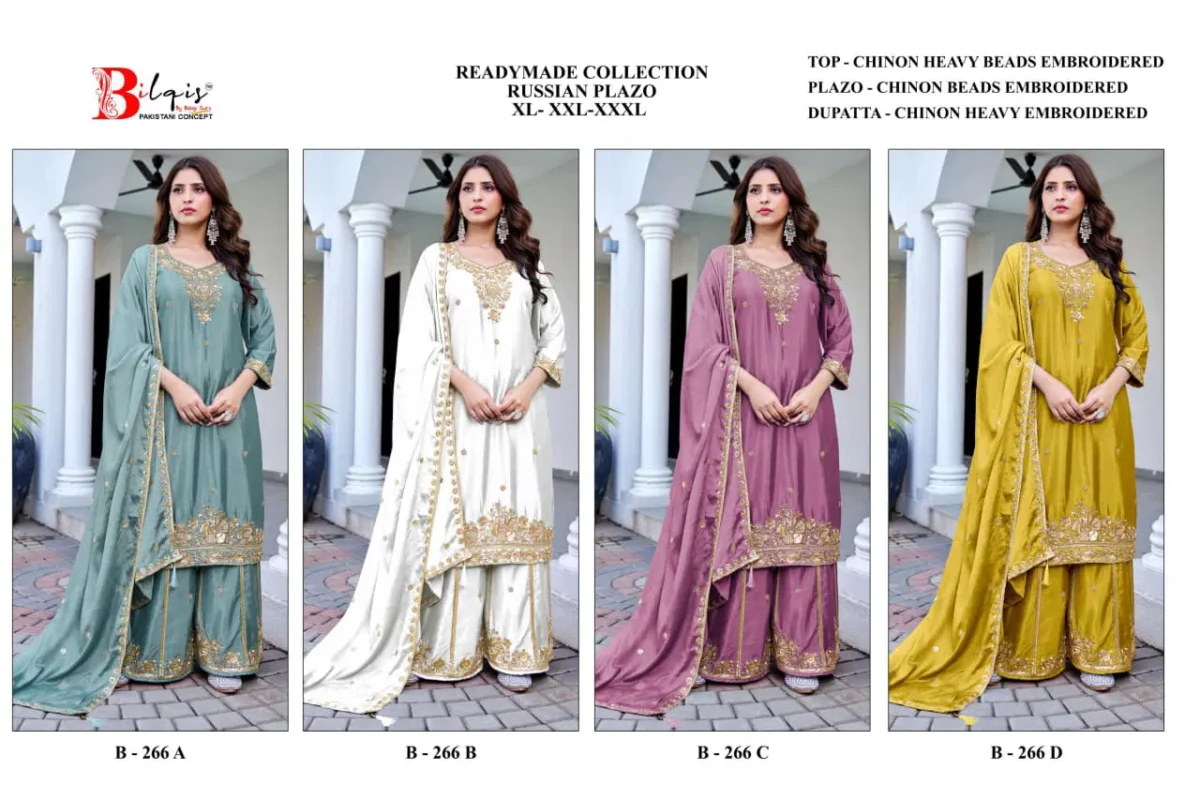 Latest Bilqis B 266 A To D Readymade Chinon Embroidered Pakistani Salwar Kameez Wholesale 2026