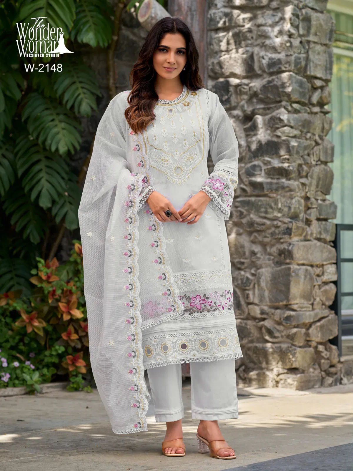 Wonder Women W 2148 Lining Organza Embroidery Kurti Bottom With Dupatta Wholesale