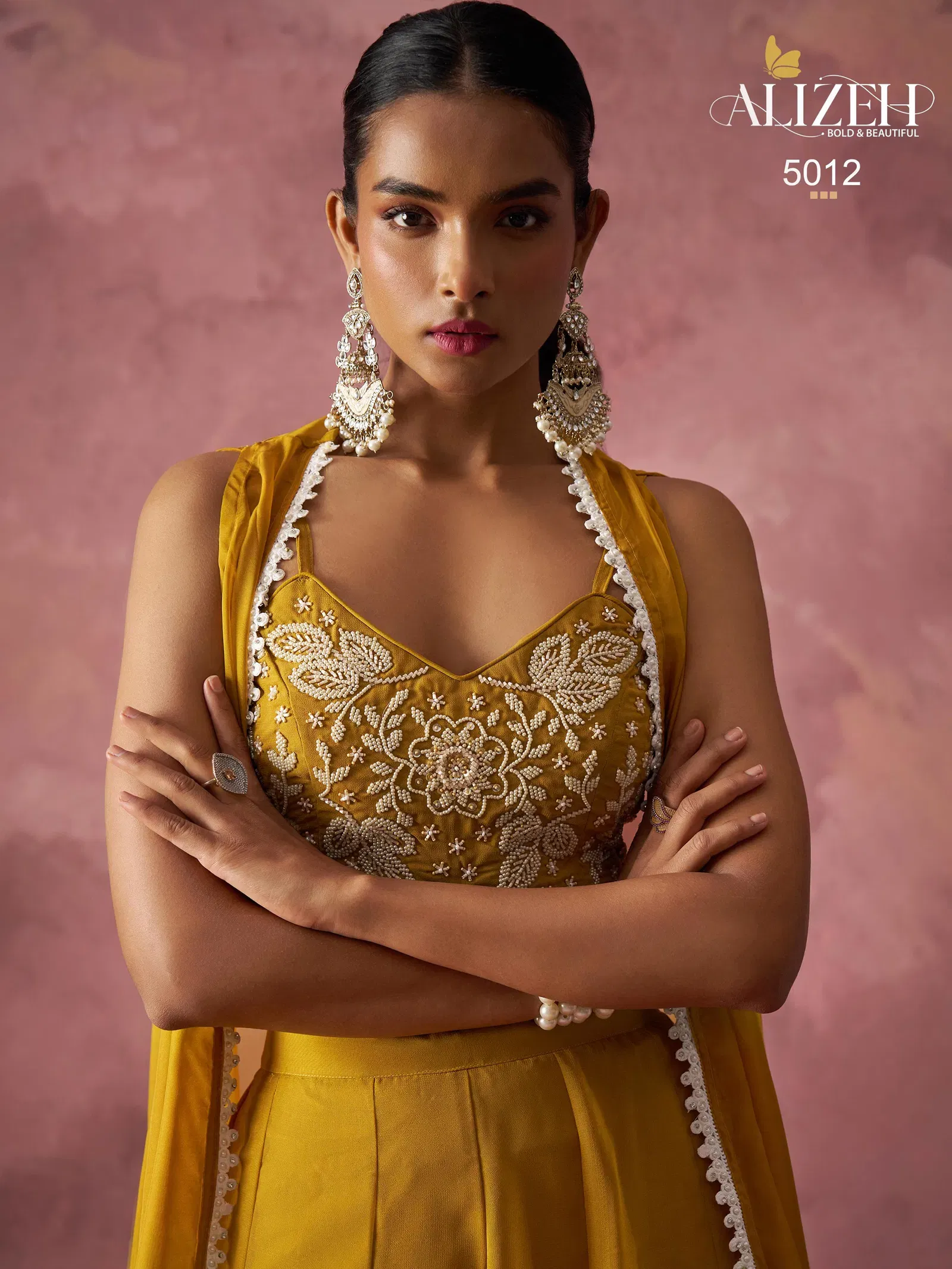 Alizeh 5012 Georgette Designer Blouse Sharara And Shrug Collection Wholesale