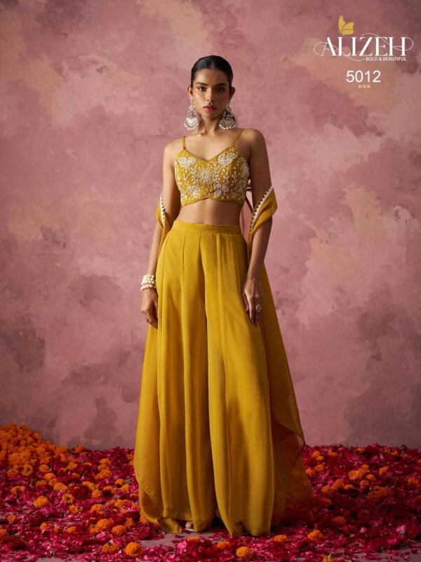 Launching Alizeh 5012 Georgette Designer Blouse Sharara And Shrug Collection Wholesale 2026 2 Launching Alizeh 5012 Georgette Designer Blouse Sharara And Shrug Collection Wholesale 2026