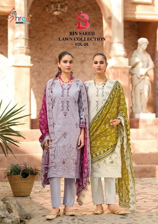 Shree Bin Saeed Lawn Collection Vol 25 Cotton Embroidered Pakistani Suit Wholesale 3 Shree Bin Saeed Lawn Collection Vol 25 Cotton Embroidered Pakistani Suit Wholesale