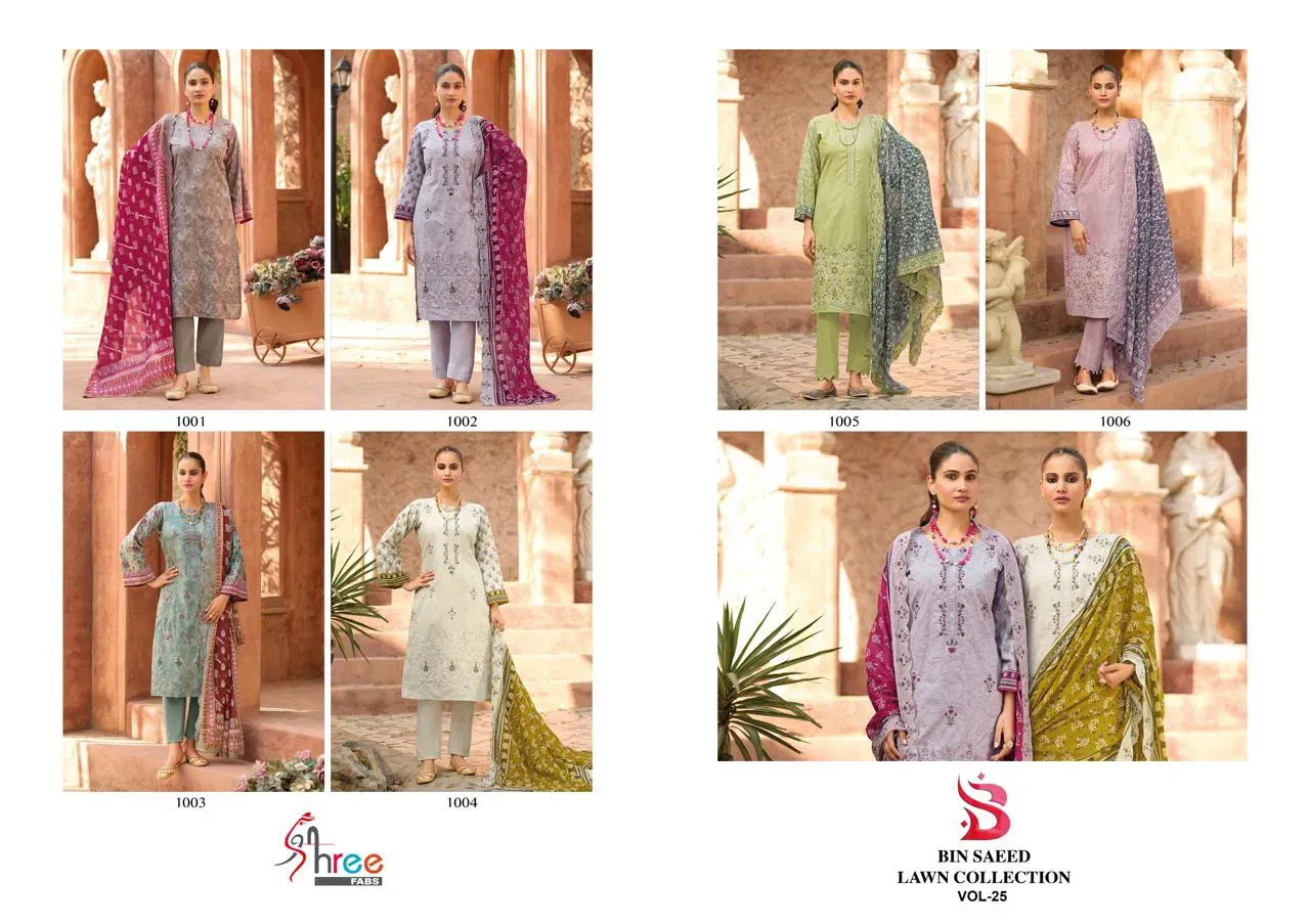 Shree Bin Saeed Lawn Collection Vol 25 Cotton Embroidered Pakistani Suit Wholesale 10 Stylish Shree Bin Saeed Lawn Collection Vol 25 Cotton Embroidered Pakistani Suit Wholesale 2026