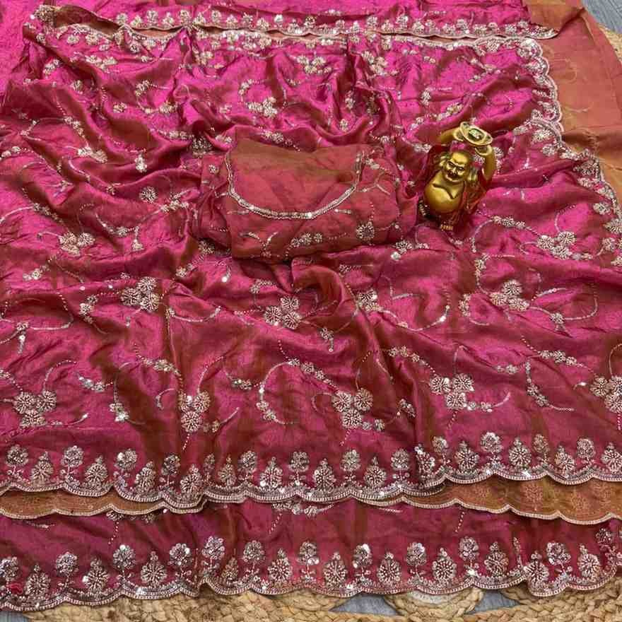 Kc 951 Space Silk Sequence Beeds Worked Party Wear Saree Collection Wholesale