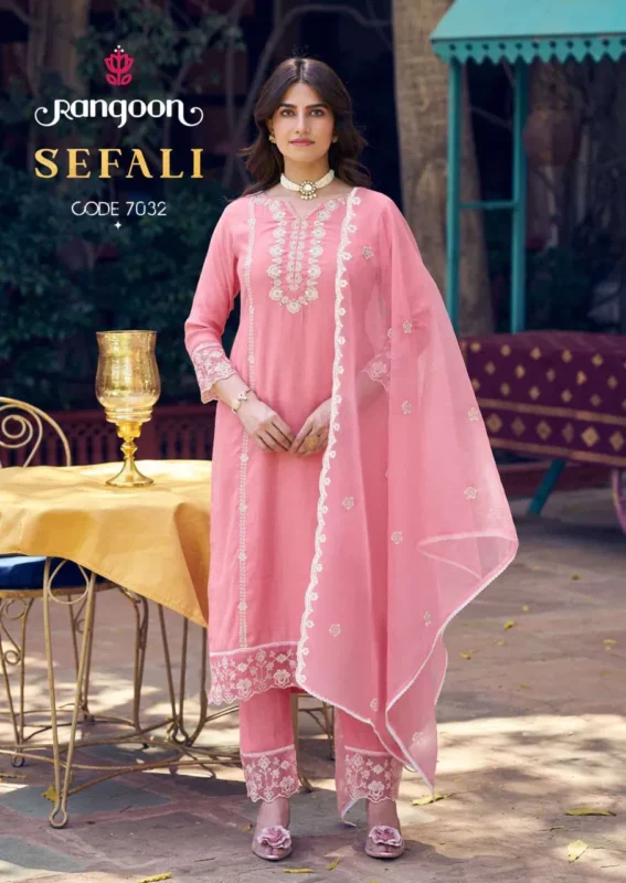 Stylish Rangoon Sefali Viscose With Fancy Worked Kurti With Bottom Dupatta Wholesale 2026