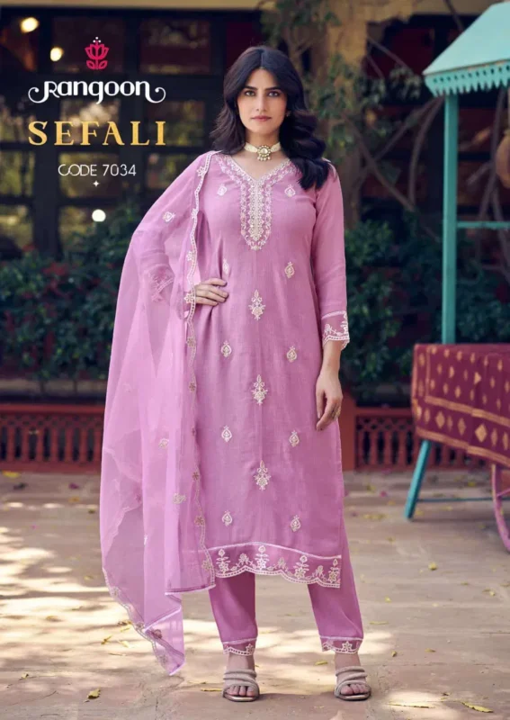 Stylish Rangoon Sefali Viscose With Fancy Worked Kurti With Bottom Dupatta Wholesale 2026