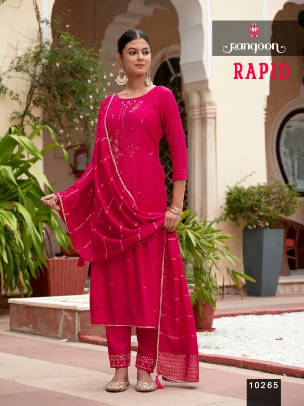 Launching Rangoon Rapid Viscose With Fancy Khatli Handworked Kurti With Bottom Dupatta Wholesale 2026