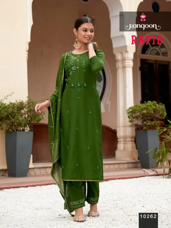 Launching Rangoon Rapid Viscose With Fancy Khatli Handworked Kurti With Bottom Dupatta Wholesale 2026