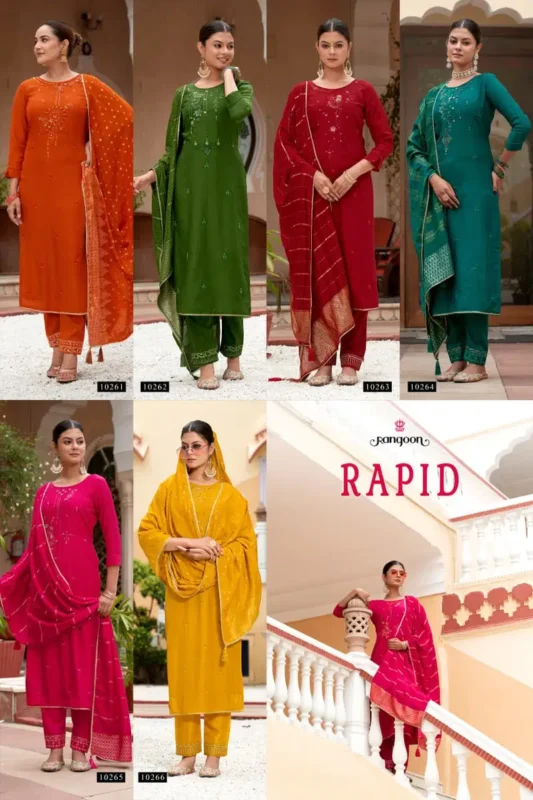 Launching Rangoon Rapid Viscose With Fancy Khatli Handworked Kurti With Bottom Dupatta Wholesale 2026