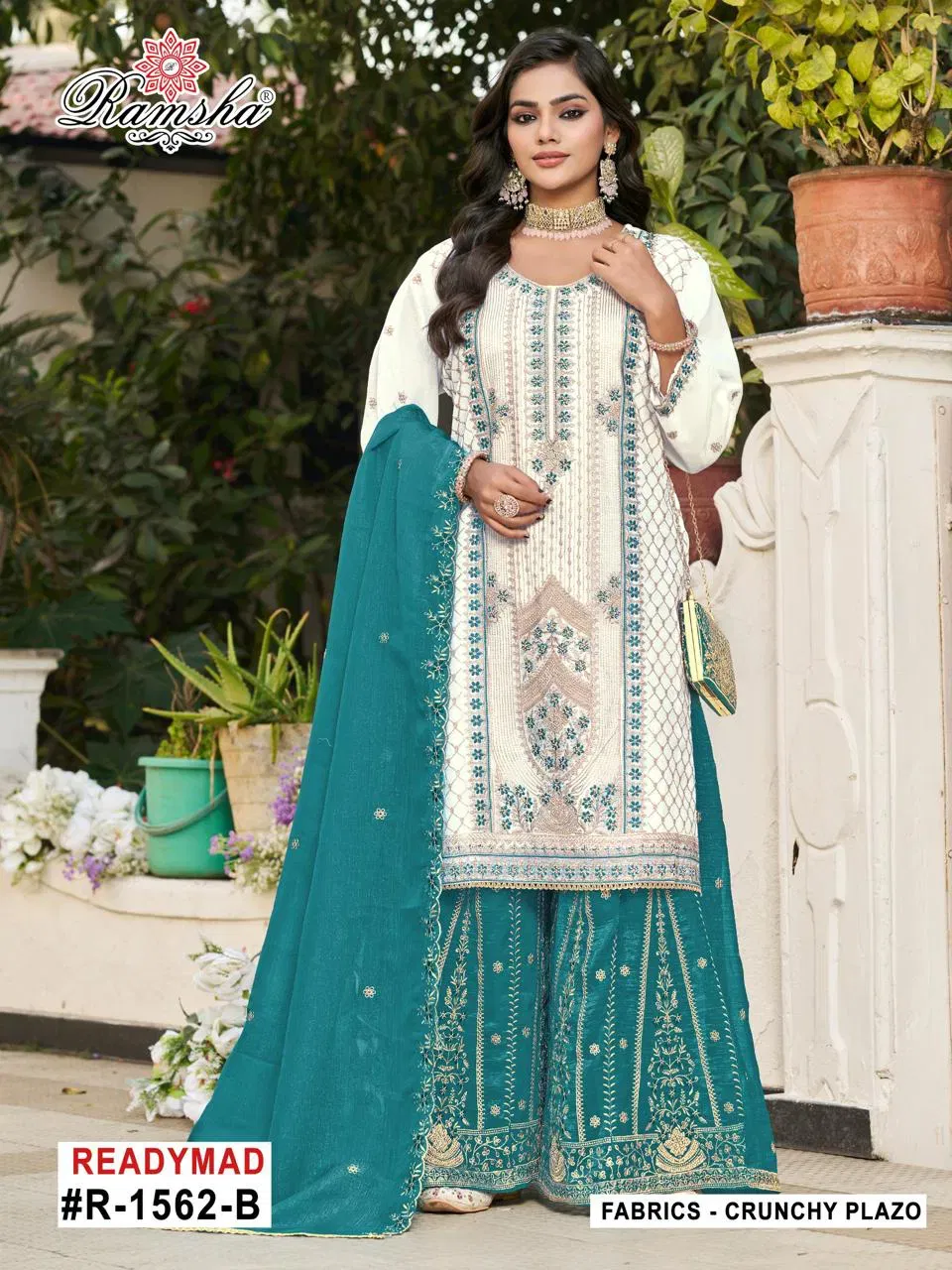 Ramsha R 1562 A To D Crunchy With Embroidery Pakistani Salwar Kameez Wholesale