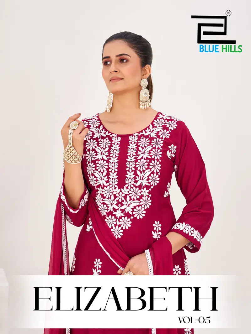 Blue Hills Elizabeth Vol 5 Rayon With Thread Worked Kurti With Bottom Dupatta Set Wholesale 3 Blue Hills Elizabeth Vol 5 Rayon With Thread Worked Kurti With Bottom Dupatta Set Wholesale