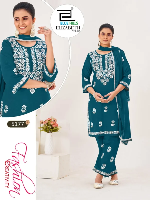 Launching Blue Hills Elizabeth Vol 5 Rayon With Thread Worked Kurti With Bottom Dupatta Set Wholesale 2026 3 Launching Blue Hills Elizabeth Vol 5 Rayon With Thread Worked Kurti With Bottom Dupatta Set Wholesale 2026