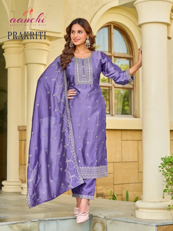 Buy Aanchi Prakriti VIchitra Silk Embroidered Fancy Kurti With Bottom Dupatta Wholesale 2026