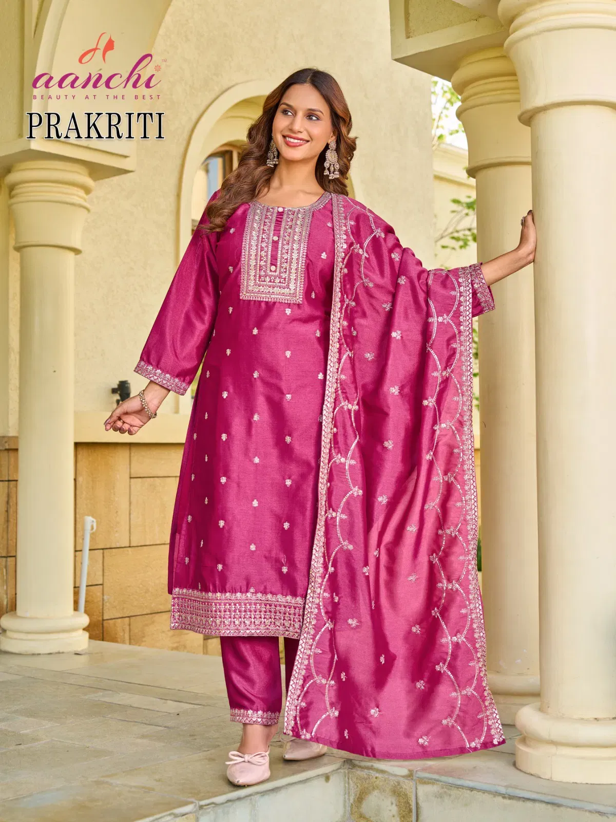 Aanchi Prakriti VIchitra Silk Embroidered Fancy Kurti With Bottom Dupatta Wholesale 6 Buy Aanchi Prakriti VIchitra Silk Embroidered Fancy Kurti With Bottom Dupatta Wholesale 2026