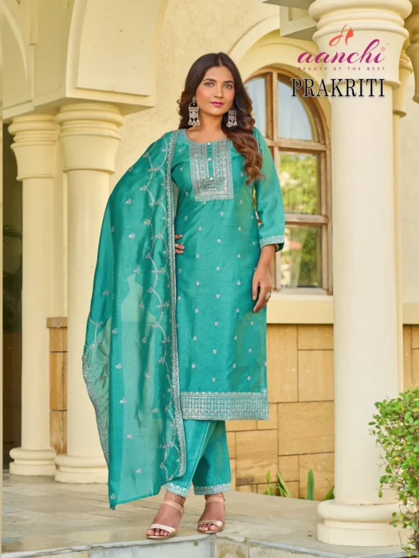 Buy Aanchi Prakriti VIchitra Silk Embroidered Fancy Kurti With Bottom Dupatta Wholesale 2026
