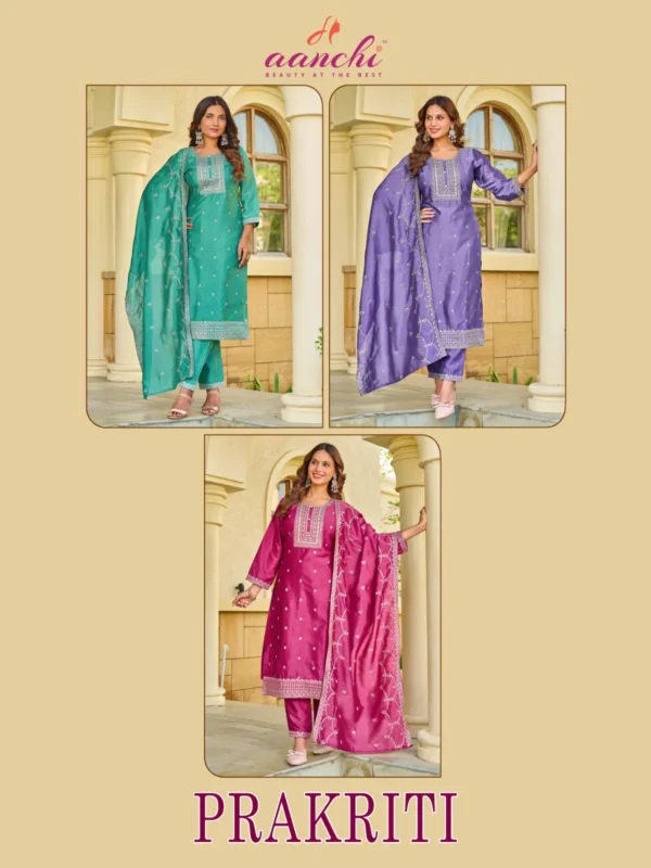Buy Aanchi Prakriti VIchitra Silk Embroidered Fancy Kurti With Bottom Dupatta Wholesale 2026
