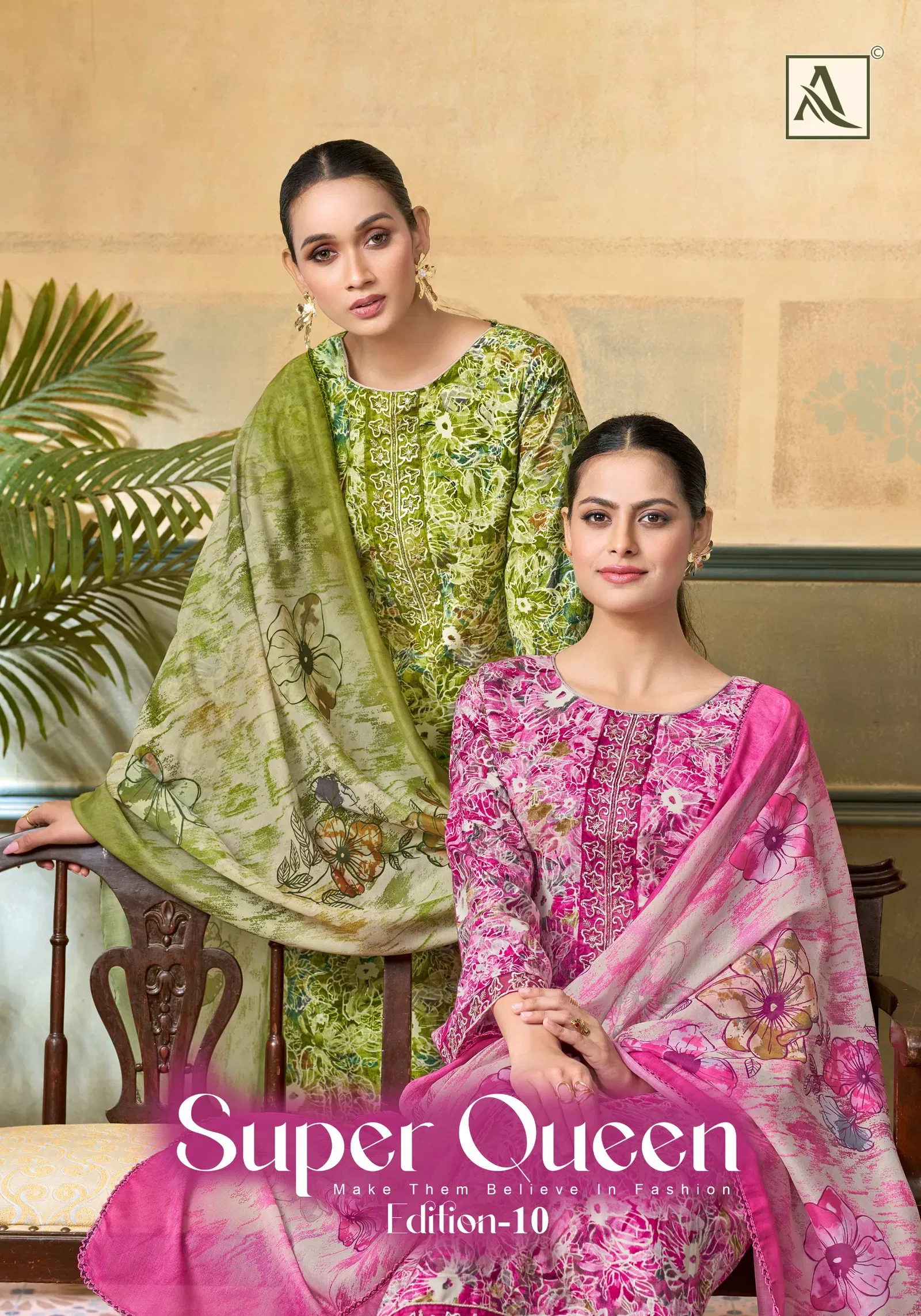 Alok Super Queen Edition 10 Rayon Printed With Embroidered Dress Material Wholesale