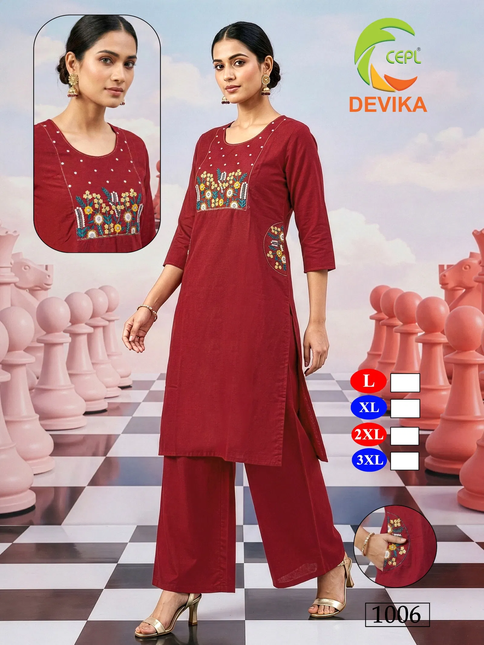 Dnp Devika Dhaboo Cotton Kurti With Plazzo Wholesale